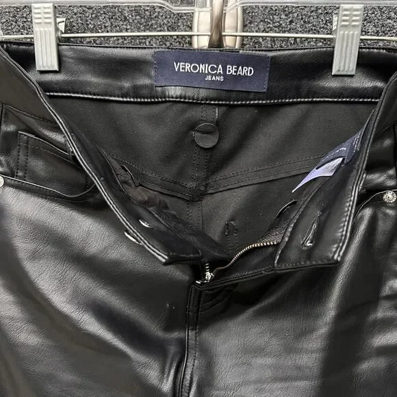 VERONICA‎ BEARD Debbie Leather Skinny Ankle High Rise Sz 24 Black - Picture 6 of 7